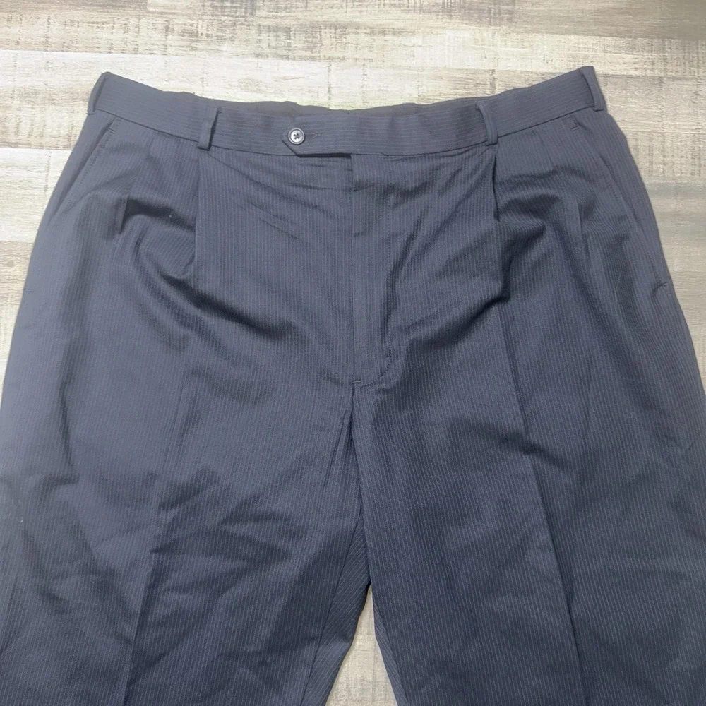 Brooks Brothers 346 Men's Suit 2-piece Wool Sz 46L Pants 38x31 Black Pinstripe